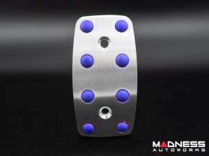 FIAT 500 Pedal Set + Footrest - Black Italy - Automatic - Aluminum w/ Blue Rubber Grips